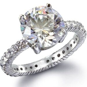 Diamonique cz brilliant solitaire ETERNITY anniversary engagement silver ring